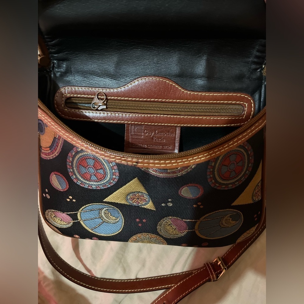 STUNNING VINTAGE GUY LAROCHE PARIS CROSSBODY BAG - RARE CELESTIAL PRINT DESIGN - Picture 6 of 7